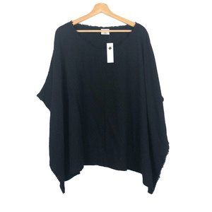 Landry NWT Black 100% Cotton Poncho Shrug Wrap Cover OS